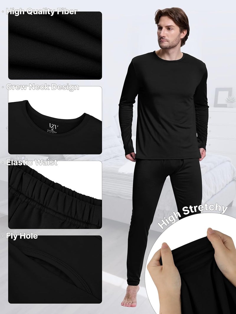 VZV Store 4 Set Thermal Underwear for Men Fleece Lined Long Johns for Men Thermal Top and Bottom Set Long Underwear for Winter - Image 3